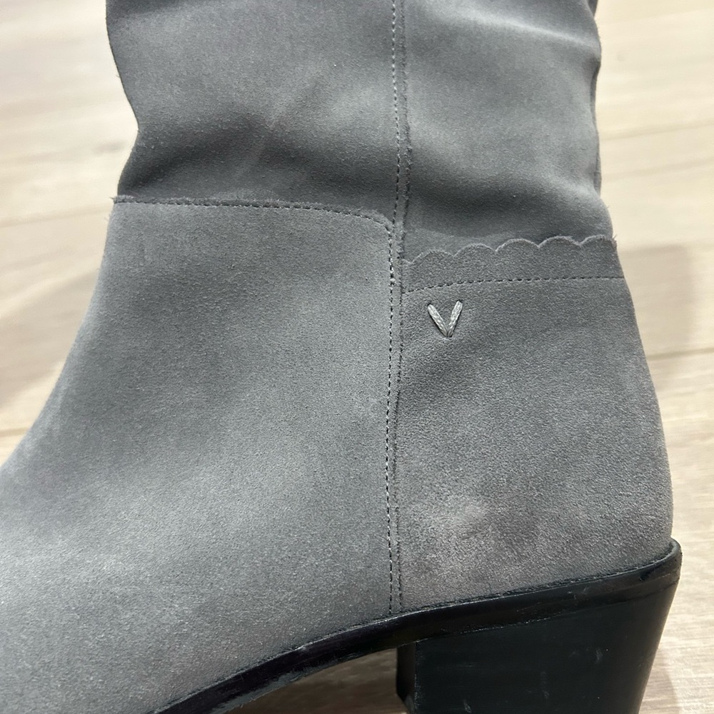 Vionic Gray Suede Knee-High Zip Boots - Picture 3 of 6